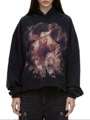 【The Boy Has No Patience】NIGHT OF THE BLOOD MOON WASHED DISTRESSED GRAPHIC HOODIE