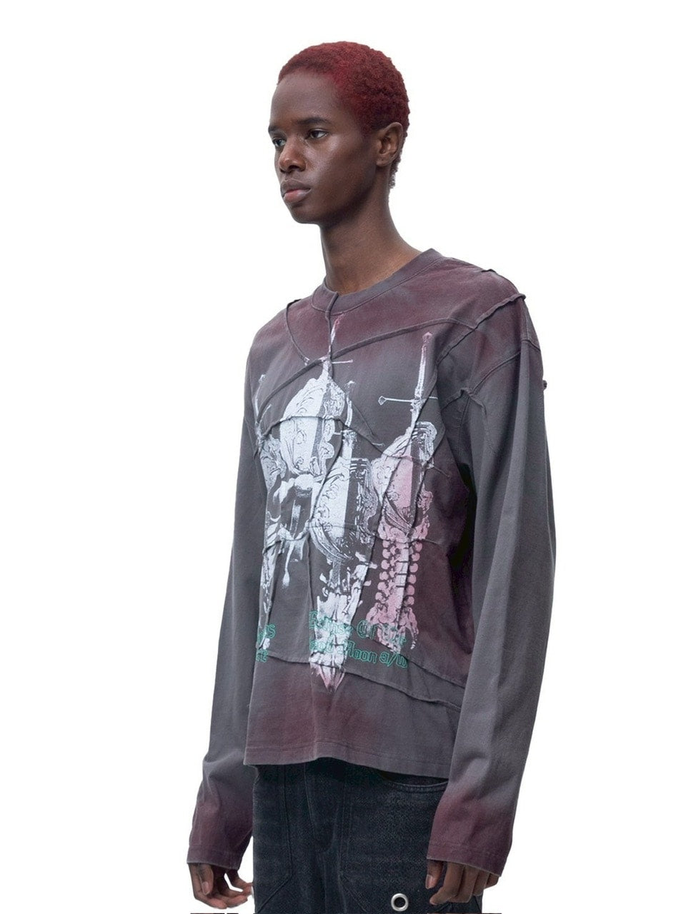 【The Boy Has No Patience】RIBBED PRINT PLEATED LONG SLEEVES