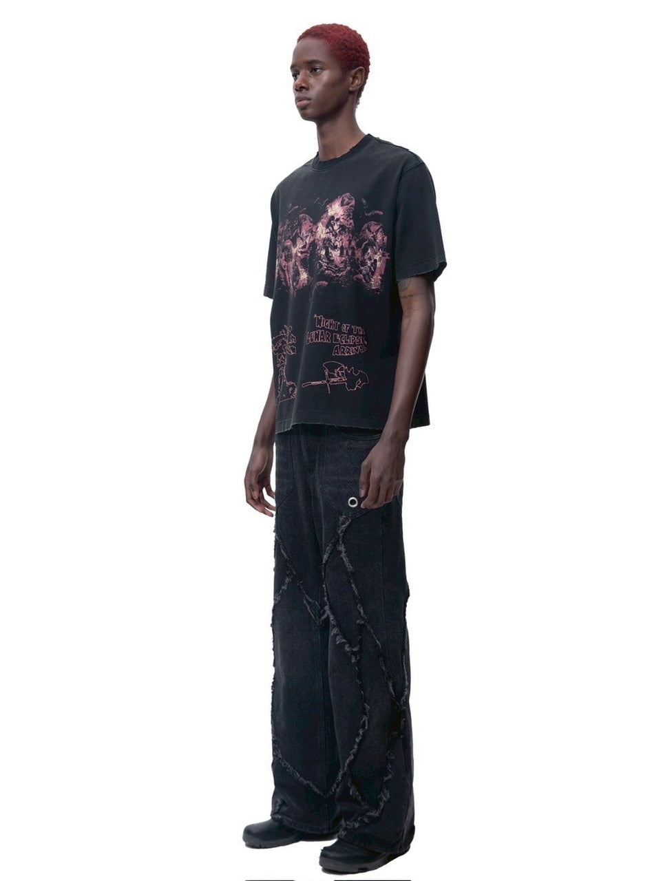 【The Boy Has No Patience】NIGHT OF THE BLOOD MOON WASHED SHORT SLEEVES