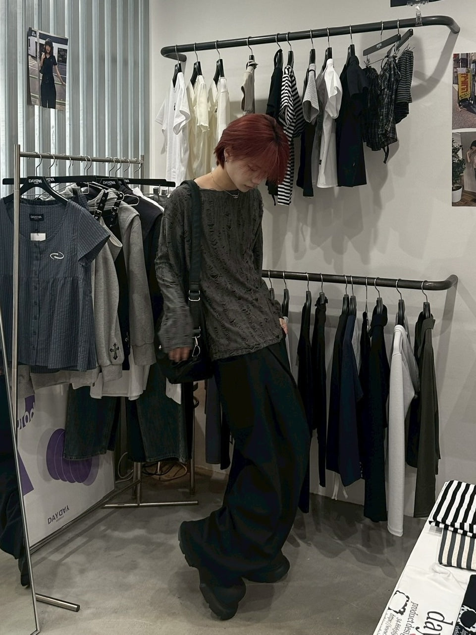 国際配送【LUV CODE】damage long sleeve tee (3color)