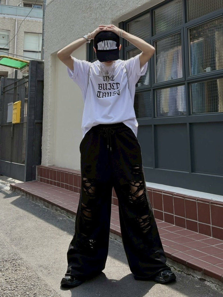 【nmtc +】damage sweat pants (2color)