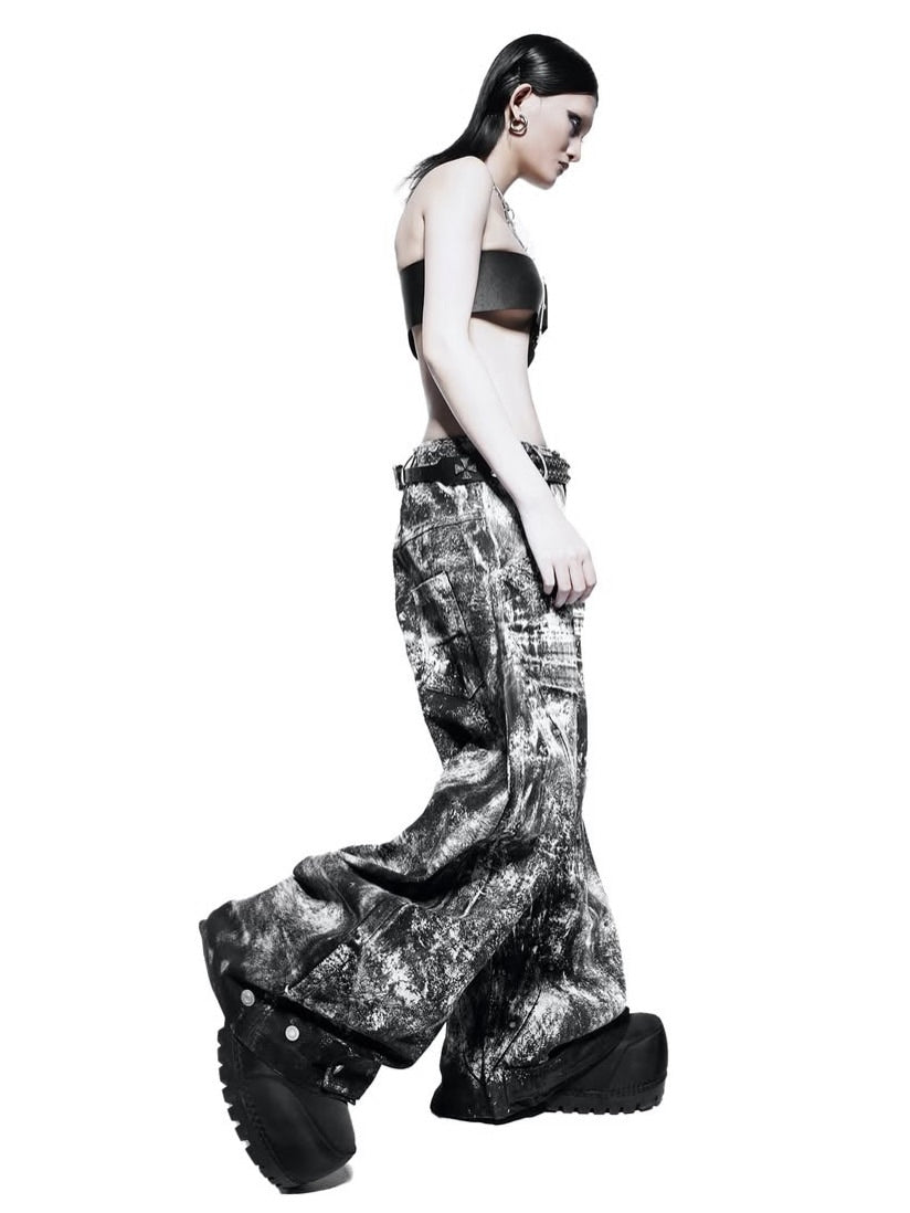 1/2 20:00再販【RICH】Smoke Waxed S-Wide Pants