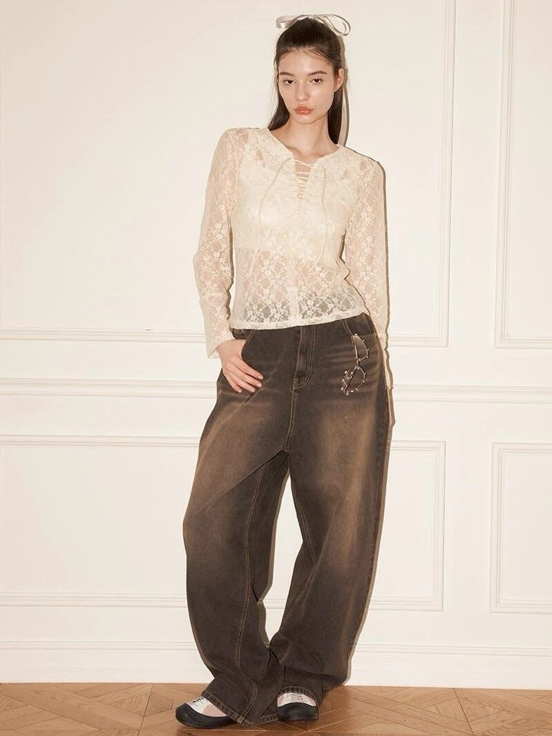 【ODDONEOUT】FLOWER LACE TOP