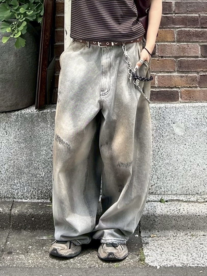 【Chikashitsu +】point wash balloon denim pants (2color) / 【チカシツプラス】ポイントウォッシングバルーンデニムパンツ
