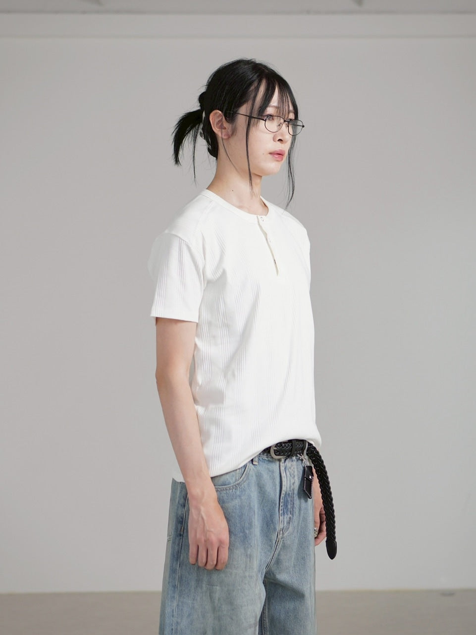 【Chikashitsu +】henry neck half sleeve tee (3color) / 【チカシツプラス】ヘンリーネック半袖Tシャツ