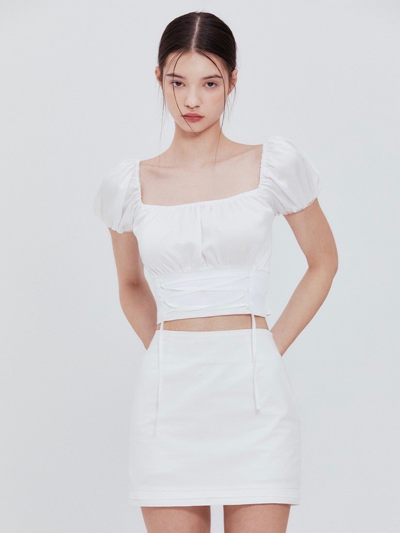 【NOTYOURROSE】Corset crop blouse