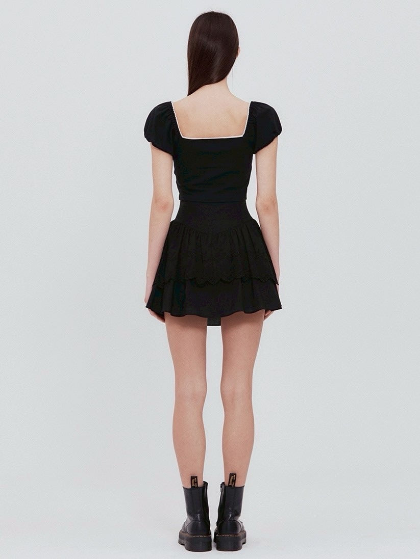 【NOTYOURROSE】Lace square t-shirt