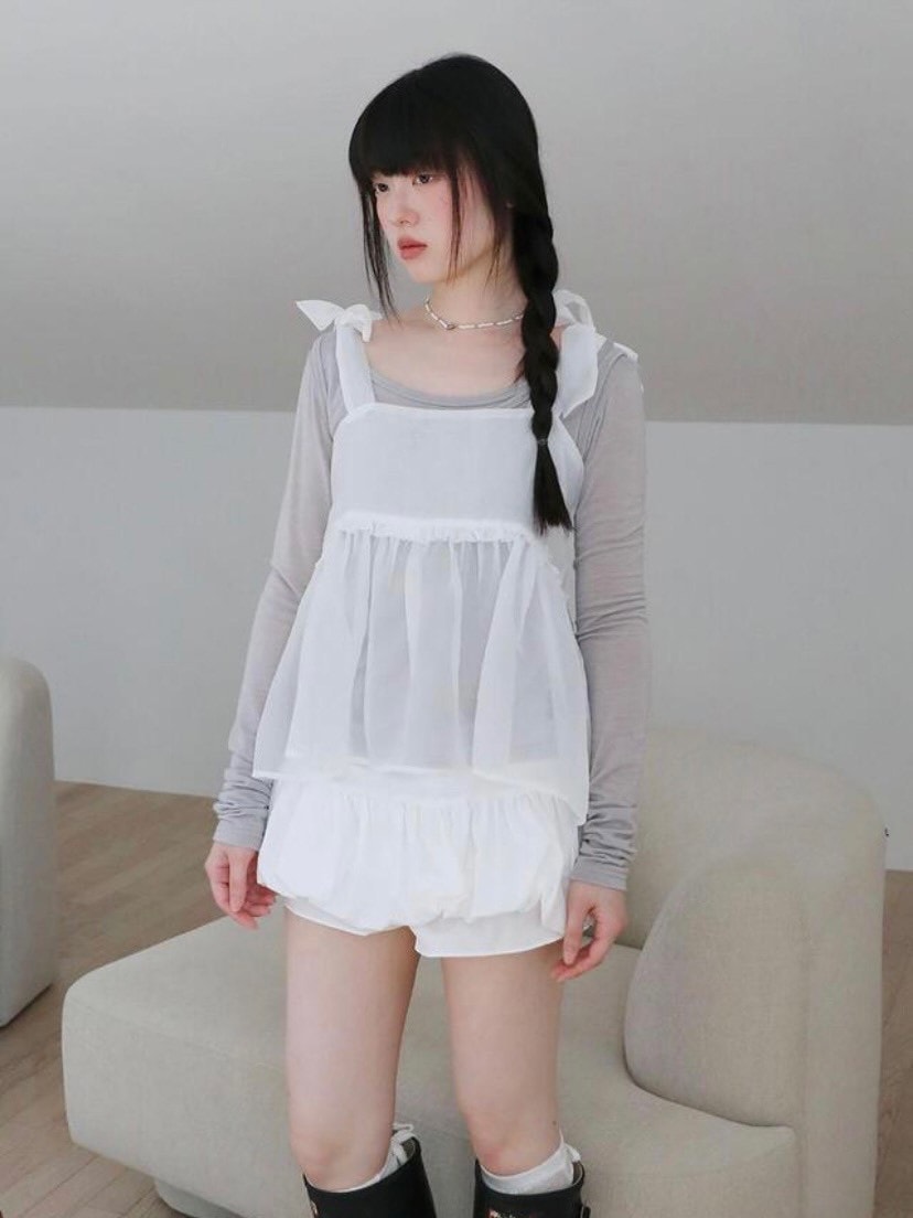 【Uglyshadow】ORGANZA RIBBON BLOUSE