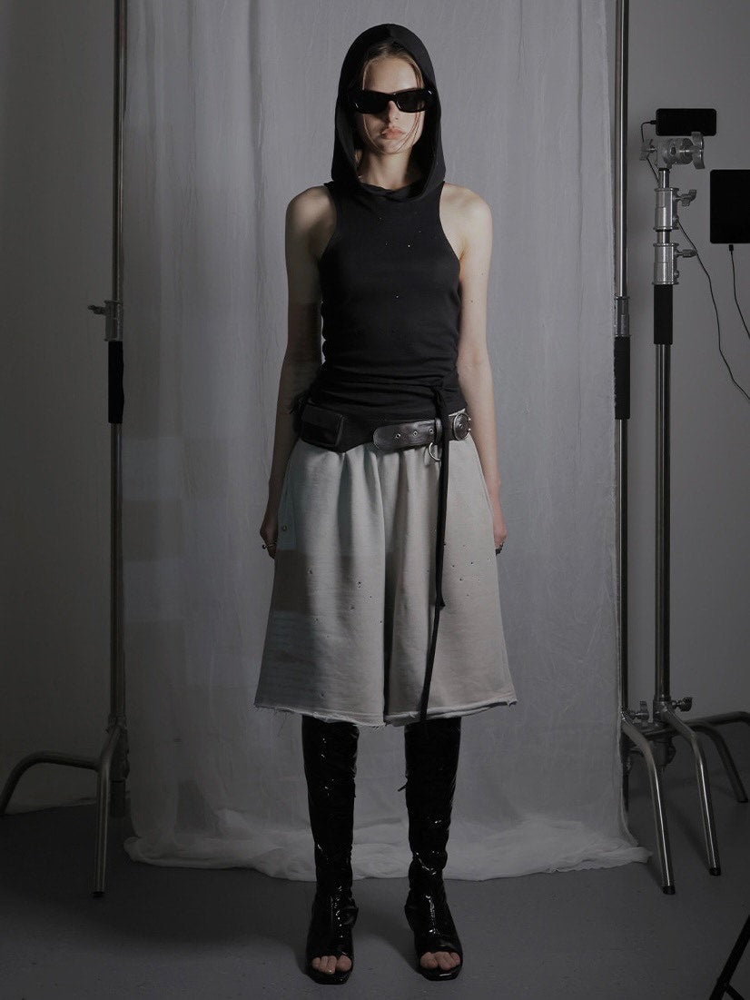 【HOLY NUMBER 7】GIRL'S HIP HOP CUBIC HOODIE SLEEVELESS