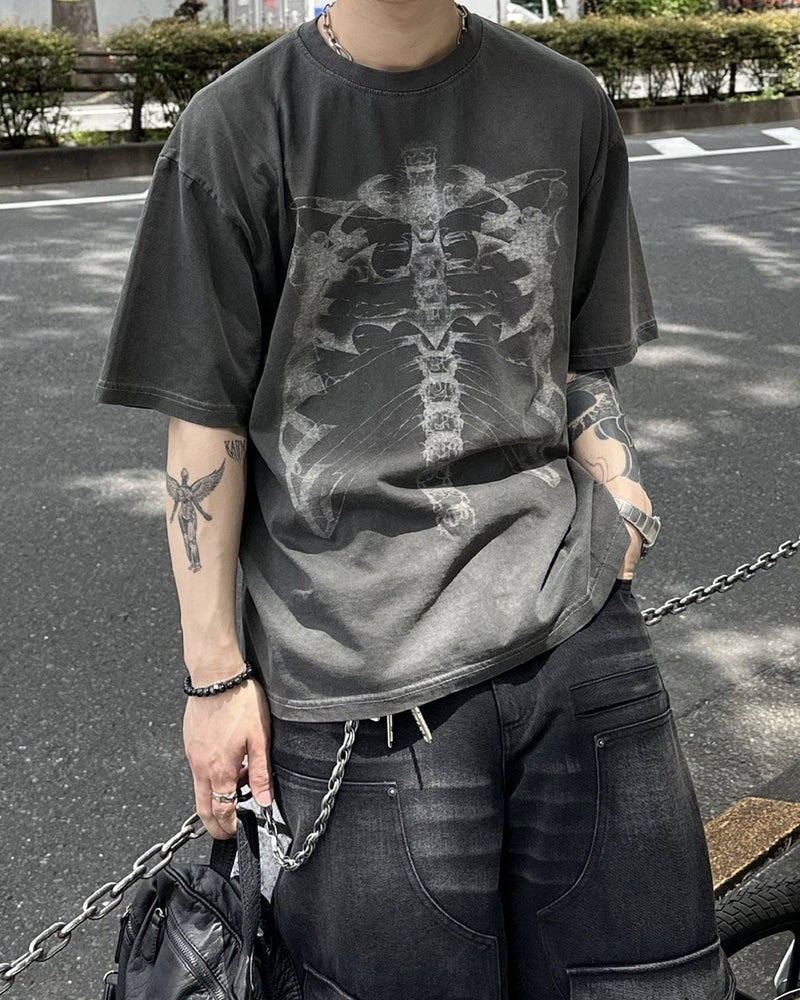 大阪店WEB限定【Chikashitsu +】skeleton rib cage t-shirt