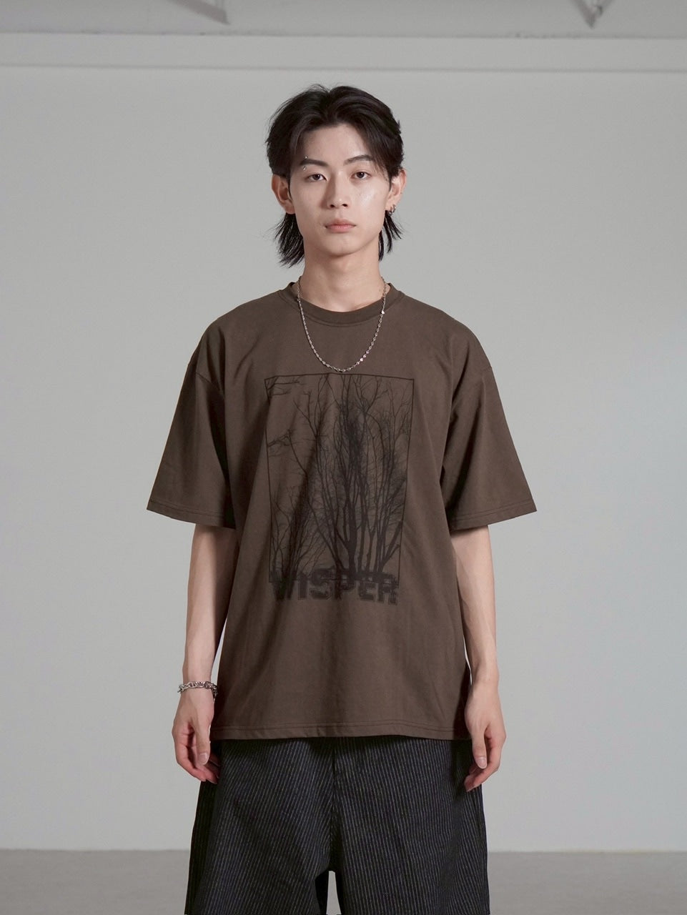 【Chikashitsu +】whisper tree t-shirt (3color) / 【チカシツプラス】ウィスパーツリープリント半袖Tシャツ