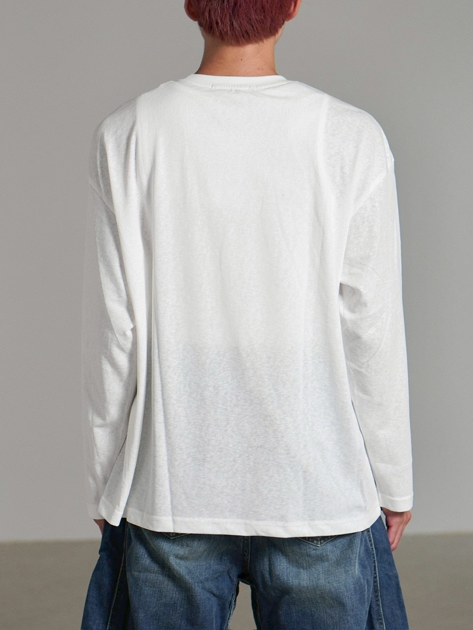 【Chikashitsu +】croque lettering long sleeve / 【チカシツプラス】モックネックレタリング長袖Tシャツ(2color)