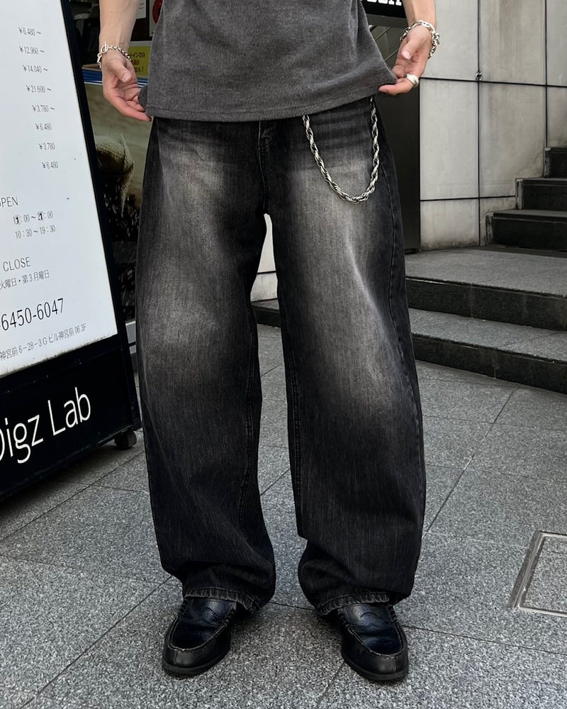 大阪店WEB限定受注制【Chikashitsu +】vintage wash semi wide denim pants 4 / 【チカシツプラス】ヴィンテージウォッシュセミワイドデニムパンツ