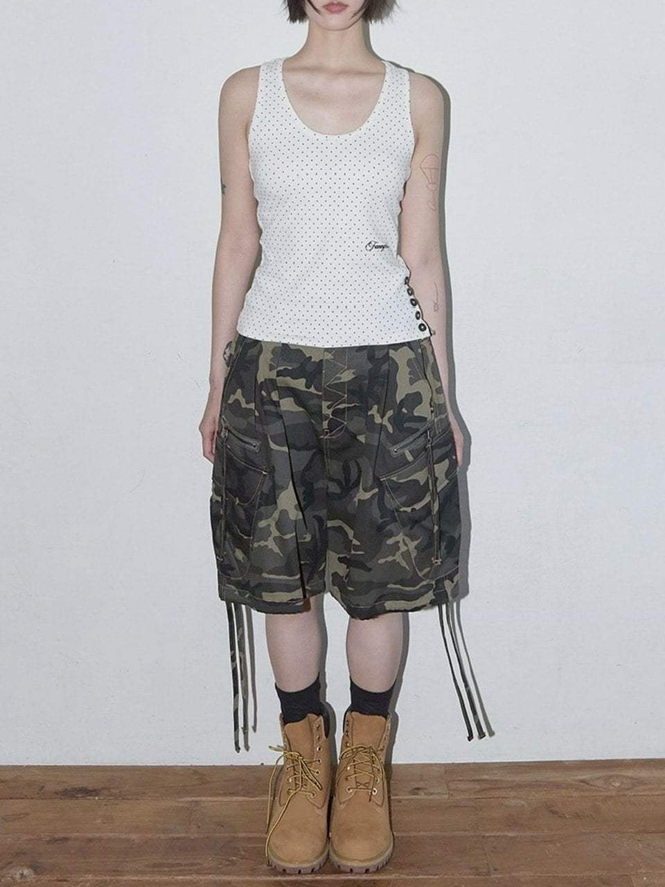 【FANCY CLUB】 Dot Button Sleeveless / 【ファンシークラブ】ドットボタンタンクトップ