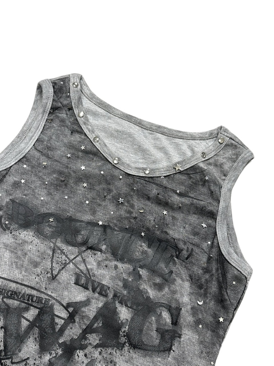受注制【Never mind the XU】tie-dye paint studs sleeveless (2color) / 【ネバーマインドザエックスユー】タイダイペイントスタッズタンクトップ