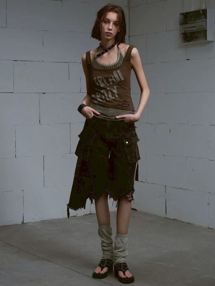 【Cest Nous】Denim Capri Pants