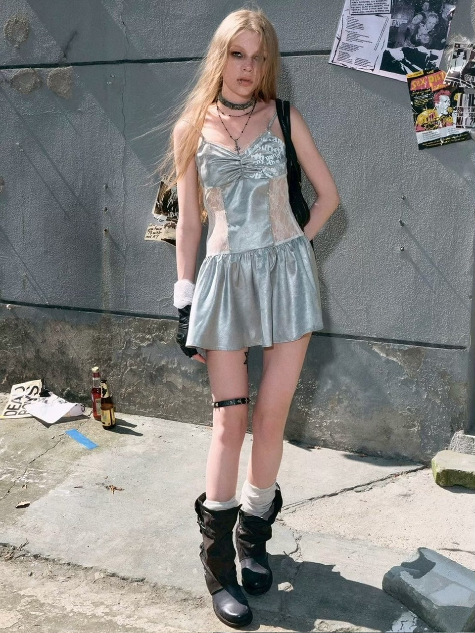 【Cest Nous】Blue Lace Camisole / 【セヌー】ブルーレースミニキャミワンピース