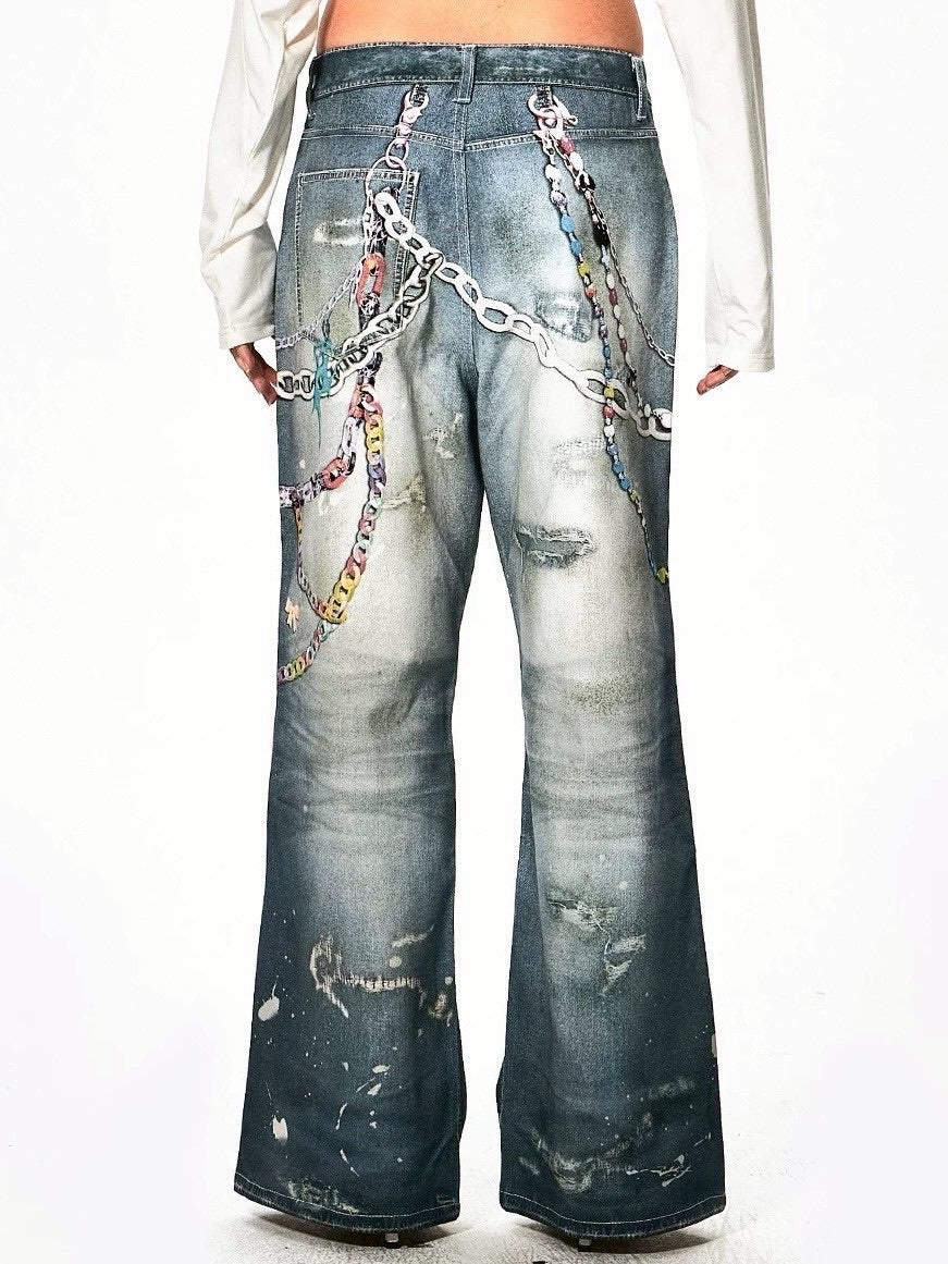 【DND4DES】Y2K CARTOON PENDANTS PRINT PANTS