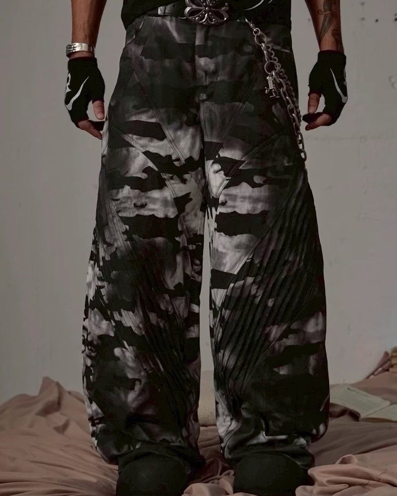 【DND4DES】DECONSTRUCTED PLEATED CAMO BAGGY PANTS