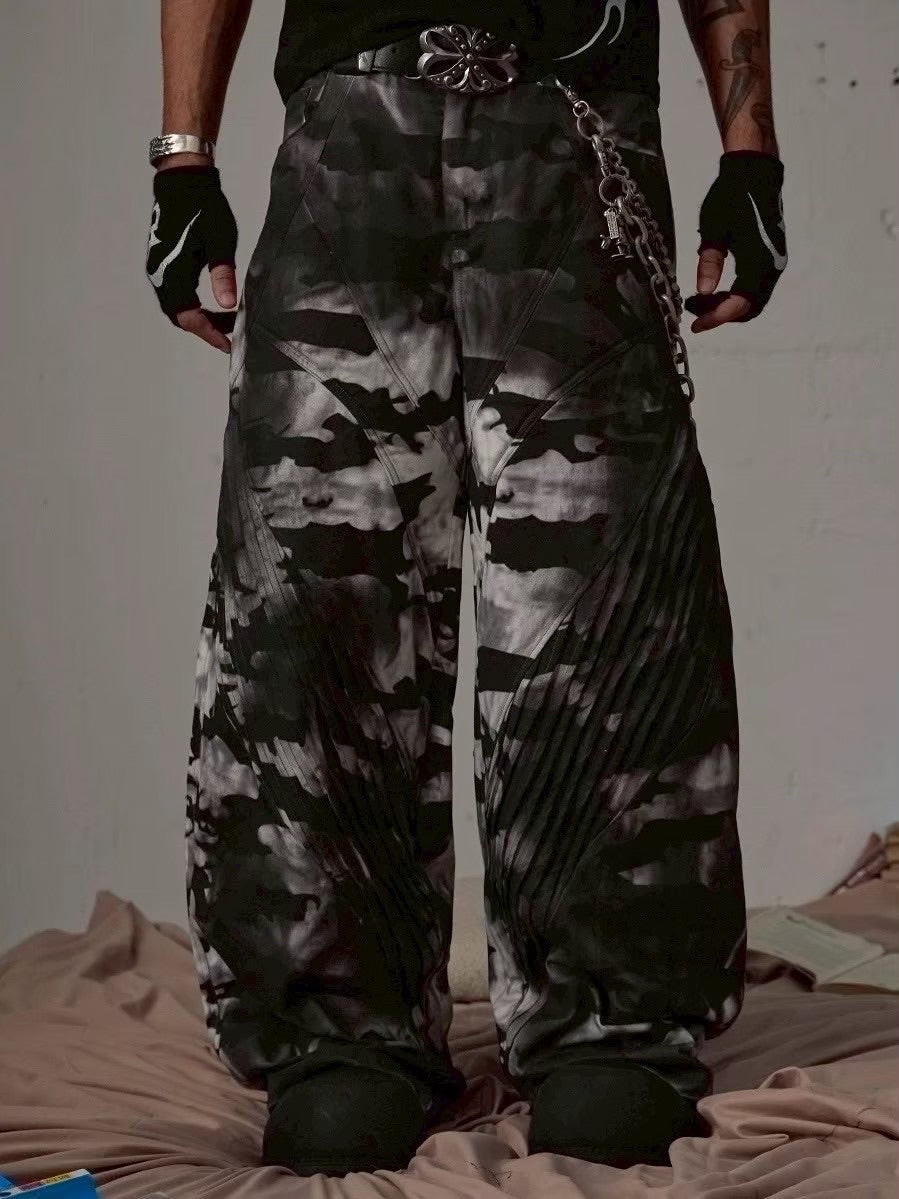 【DND4DES】DECONSTRUCTED PLEATED CAMO BAGGY PANTS