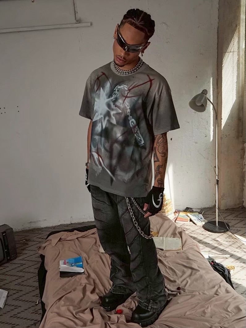 【DND4DES】SCRATCH MARKS DISTRESSED FLARED JEANS