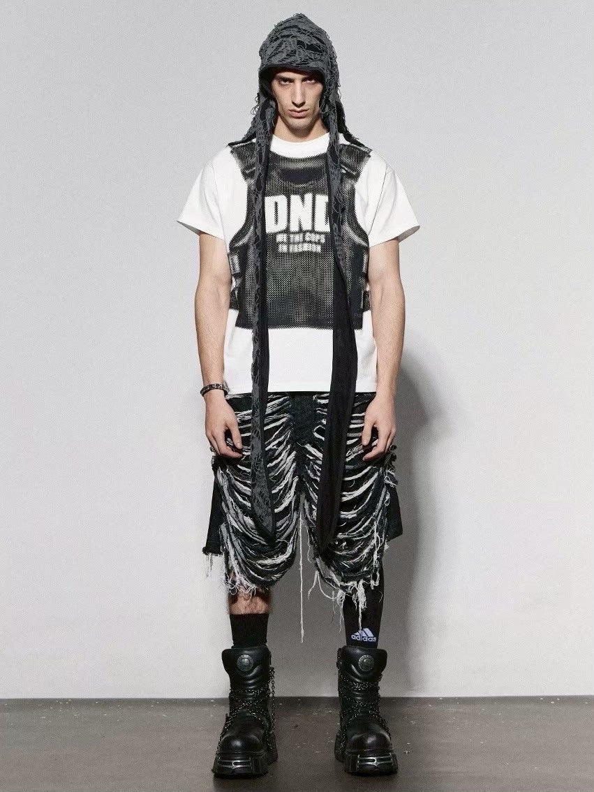 【DND4DES】HEAVILY DISTRESSED DENIM SHORTS