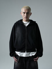 【CHIKASHITSU PLUS HIGH】Rust waffle zip up hoodie