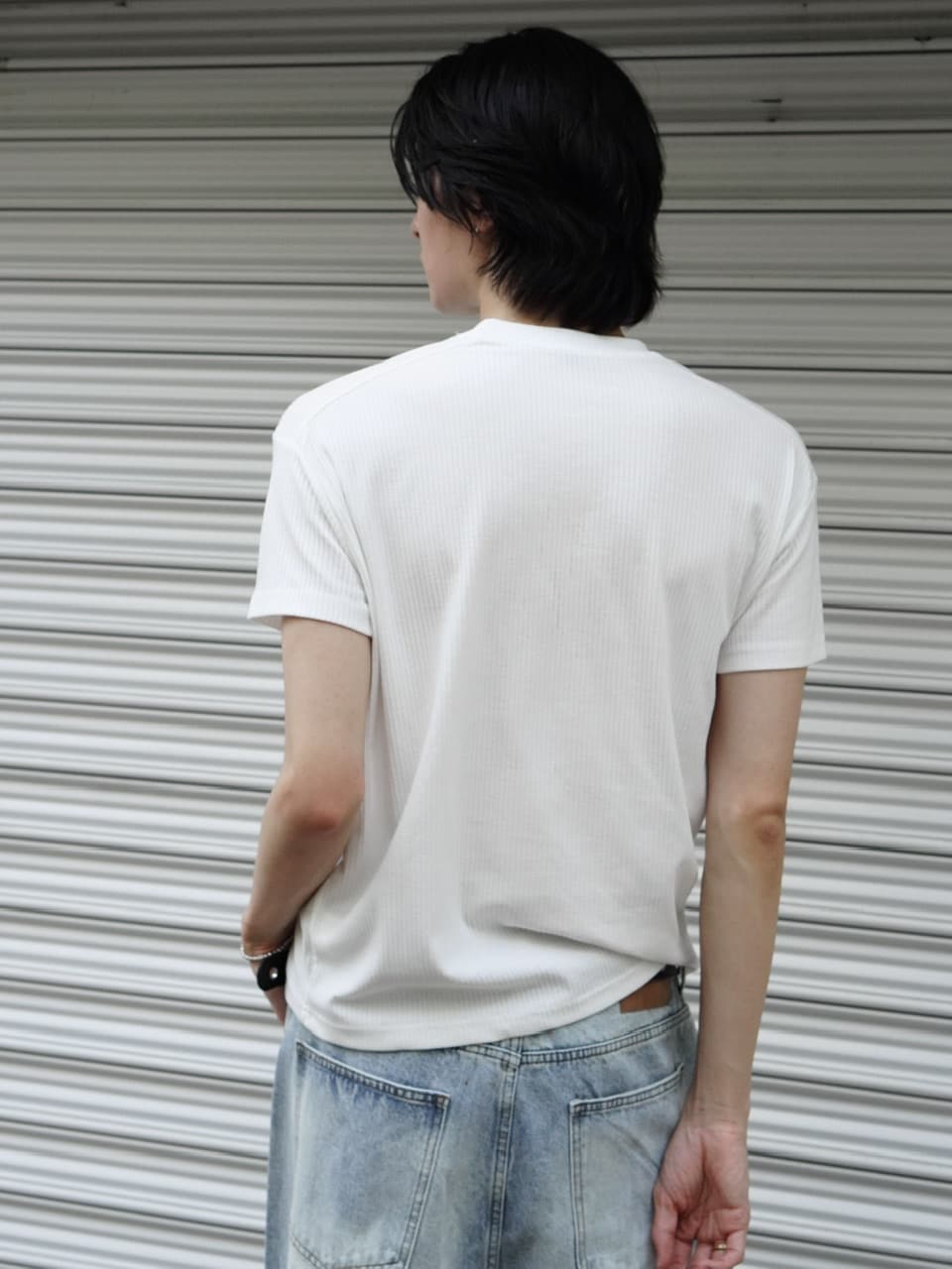 東京店WEB限定受注制【Chikashitsu +】cropped rib knit tee (3color)