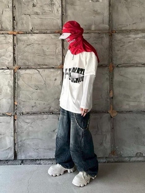 【roaringrad】LAYERED ZIPPER T-SHIRTS / 【ロアリングラド】レイヤードジッパーロゴ半袖Tシャツ