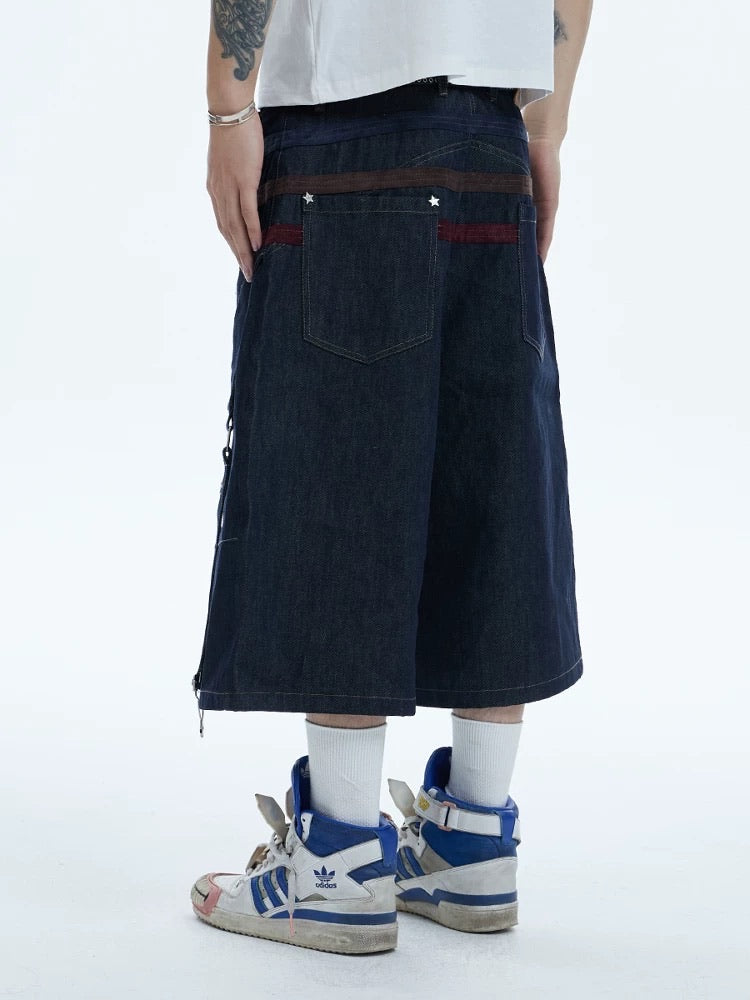 【DND4DES】COLORFUL SUEDE RAW DENIM SHORTS