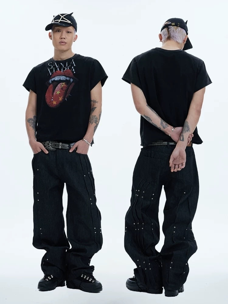 【DND4DES】RIVETED PLEATED DENIM