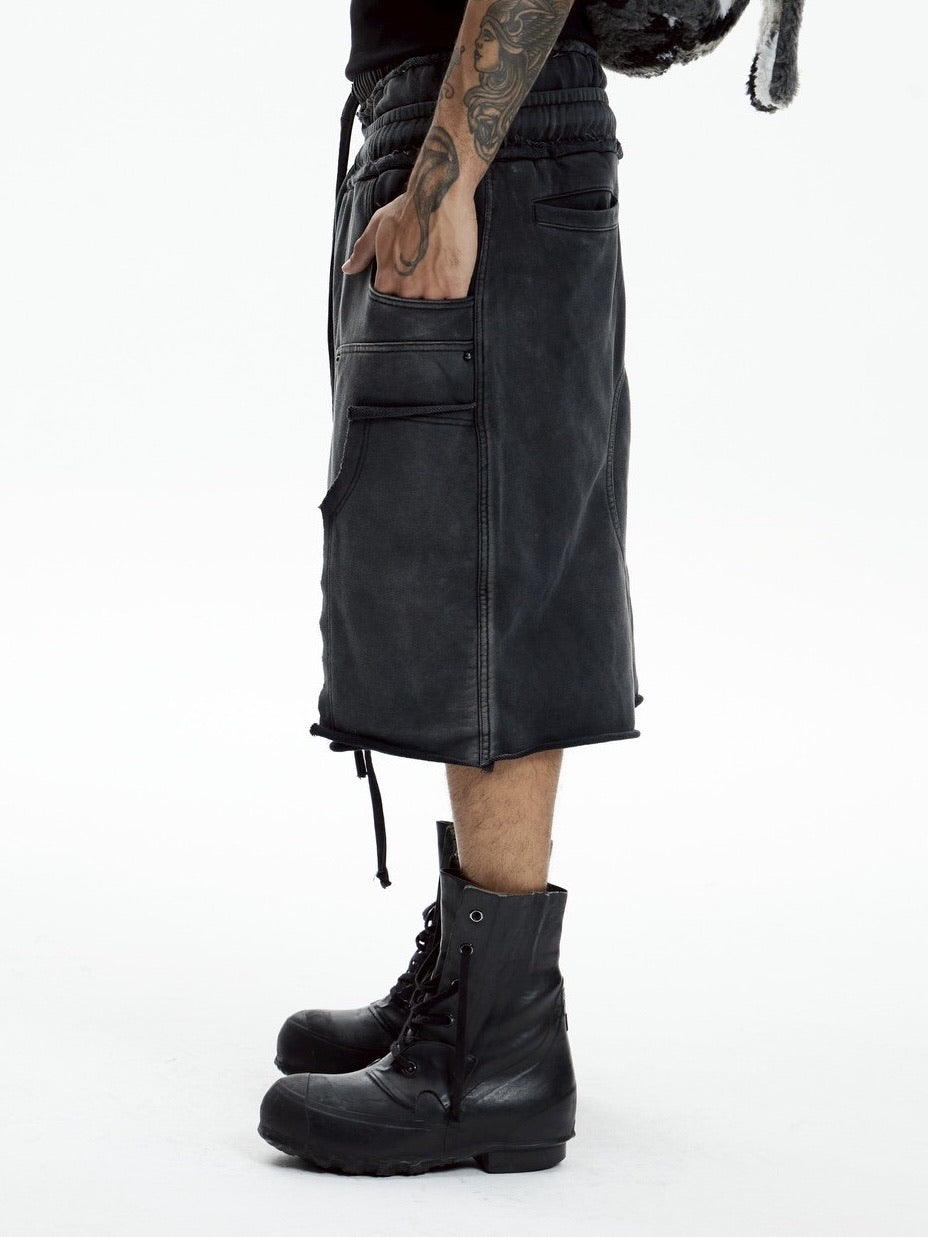 【DND4DES】DOUBLE WAIST KNITTED CROPPED TROUSERS