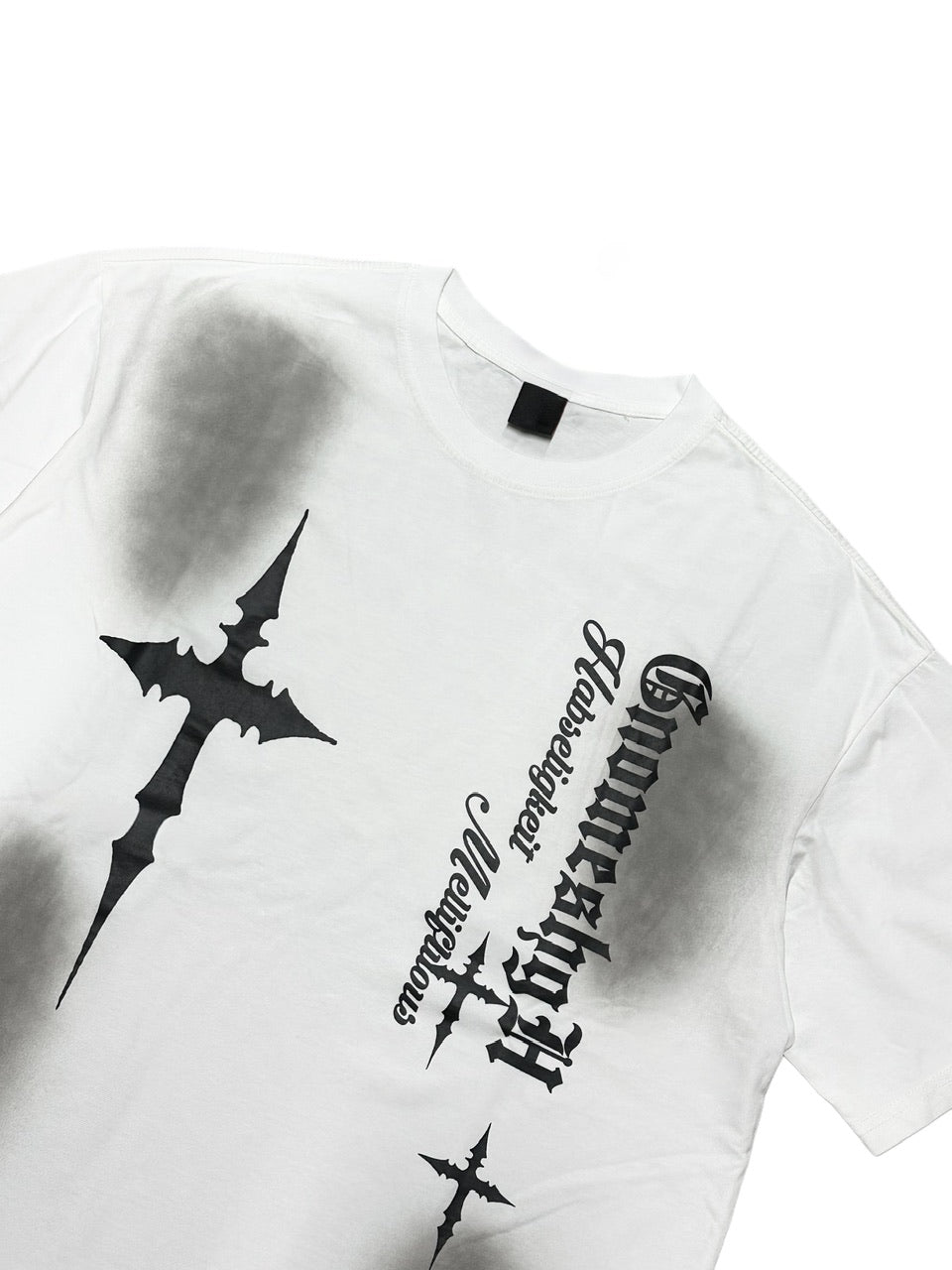 2024SS✨クリーニング済✨エンフォルド　WOVEN T-SHIRT 洗濯可 受注制【Never mind the XU】dirty cross print tee (2color