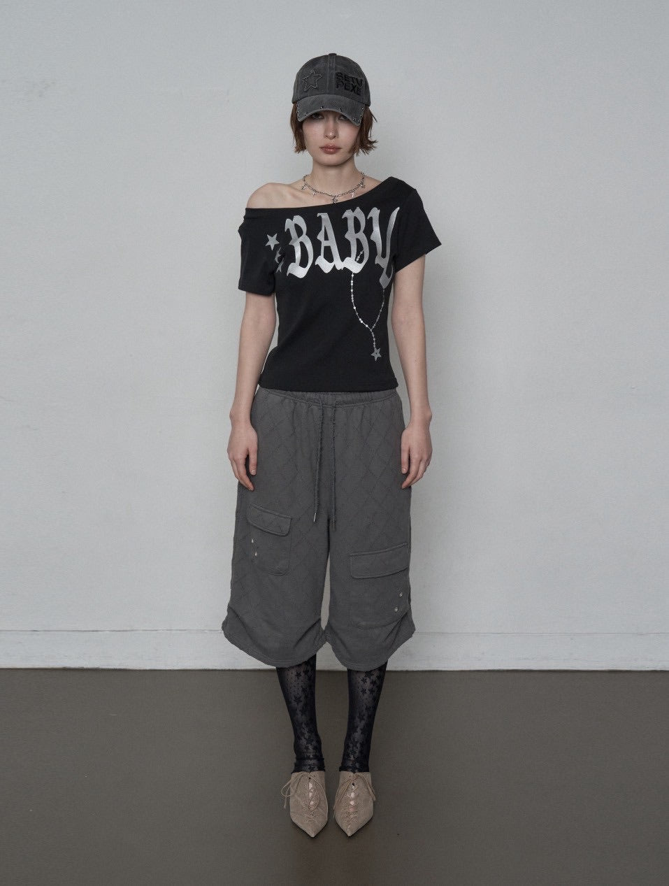 【SETUP‐EXE】BABY WIDE NECK TOP / 【セットアップエグゼ】ベイビーワイドネック半袖Tシャツ