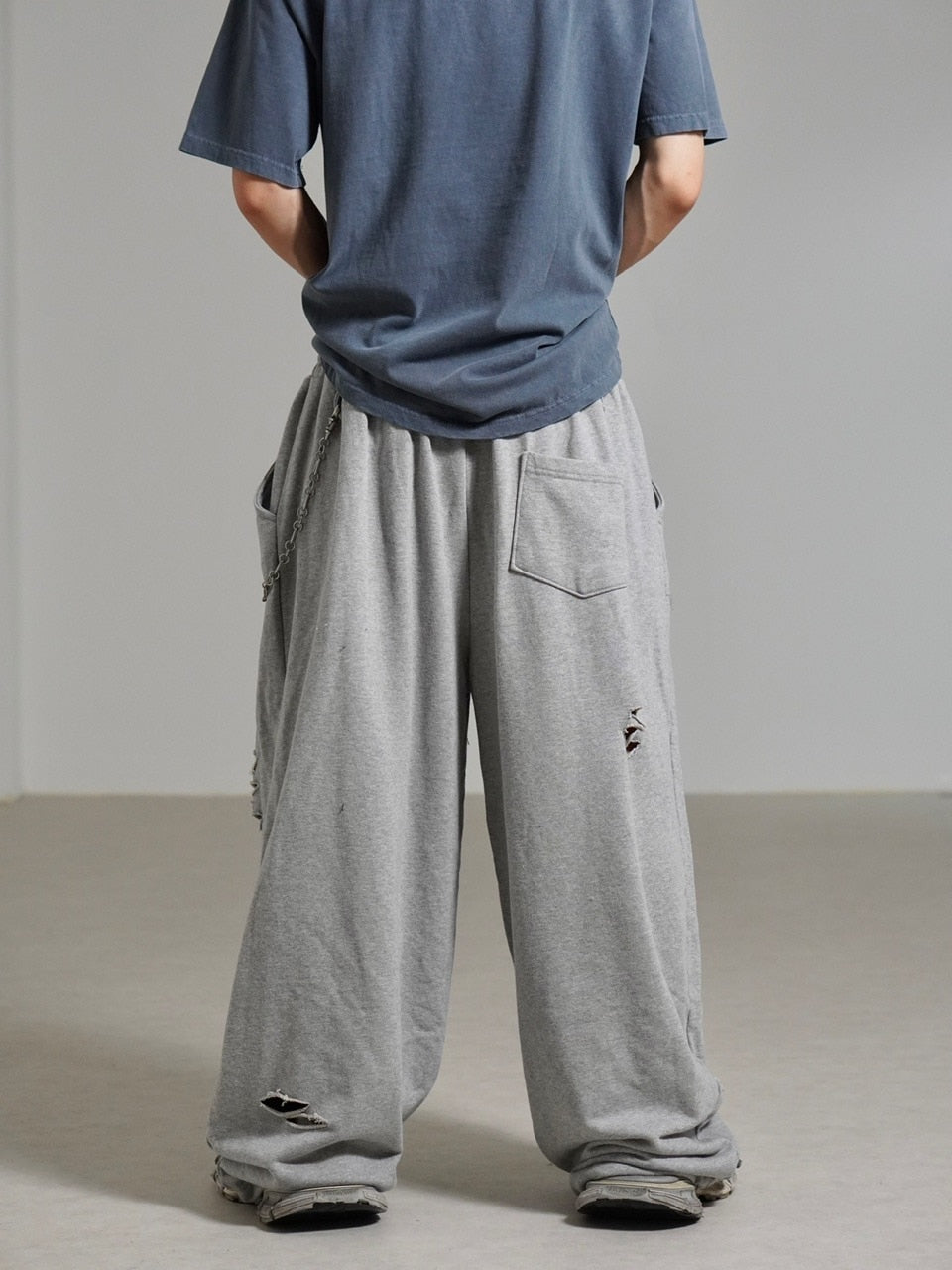【Chikashitsu +】full length damage sweat pants / 【チカシツプラス】フルレングスダメージスウェットパンツ (3color)