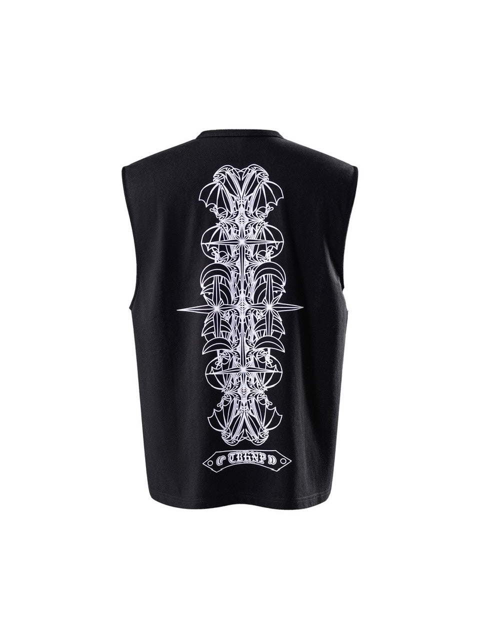 【The Boy Has No Patience】LUMINOUS DAWN ASTRAL METAL LOGO SHADOWBAT VEST / 【ザボーイハズノーペーシェンス】メタルロゴバックプリントロゴタンクトップ