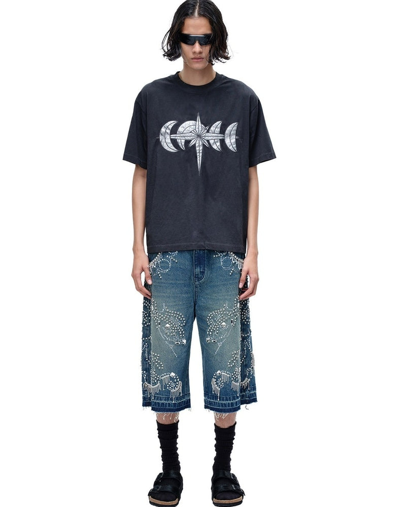 【The Boy Has No Patience】LUMINOUS NIGHT LEATHER PATCH TEE / 【ザボーイハズノーペーシェンス】レザーパッチロゴ半袖Tシャツ
