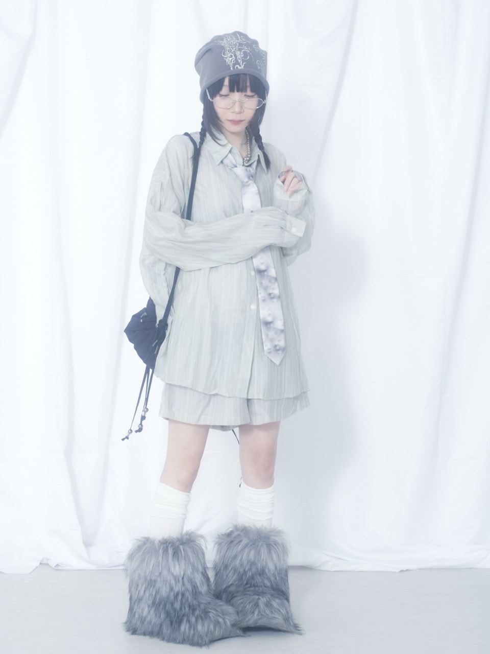 国際配送【Nerd out XU】crape sheer shorts / 【ナードアウトエックスユー】クレープシアーショートパンツ