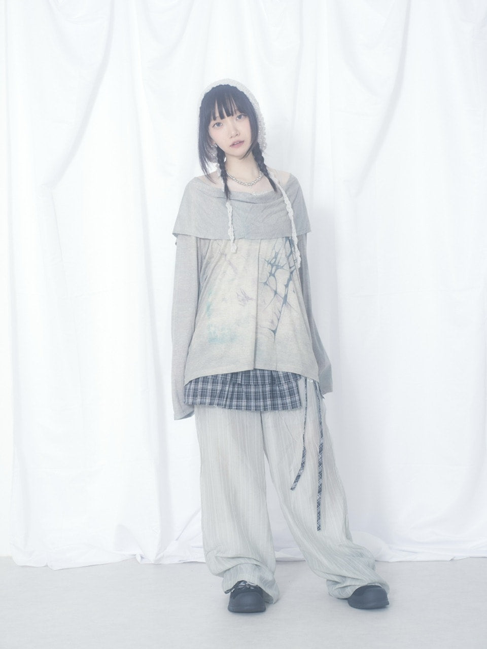 国際配送【Nerd out XU】crape sheer pants / 【ナードアウトエックスユー】クレープシアーパンツ