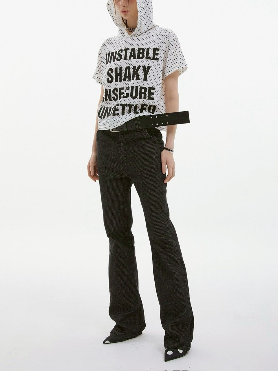 【ESC STUDIO】quadruple shaky hoodie / 【イーエスシーステュディオ】クアドルプルシャイキーロゴフード付き半袖Tシャツ