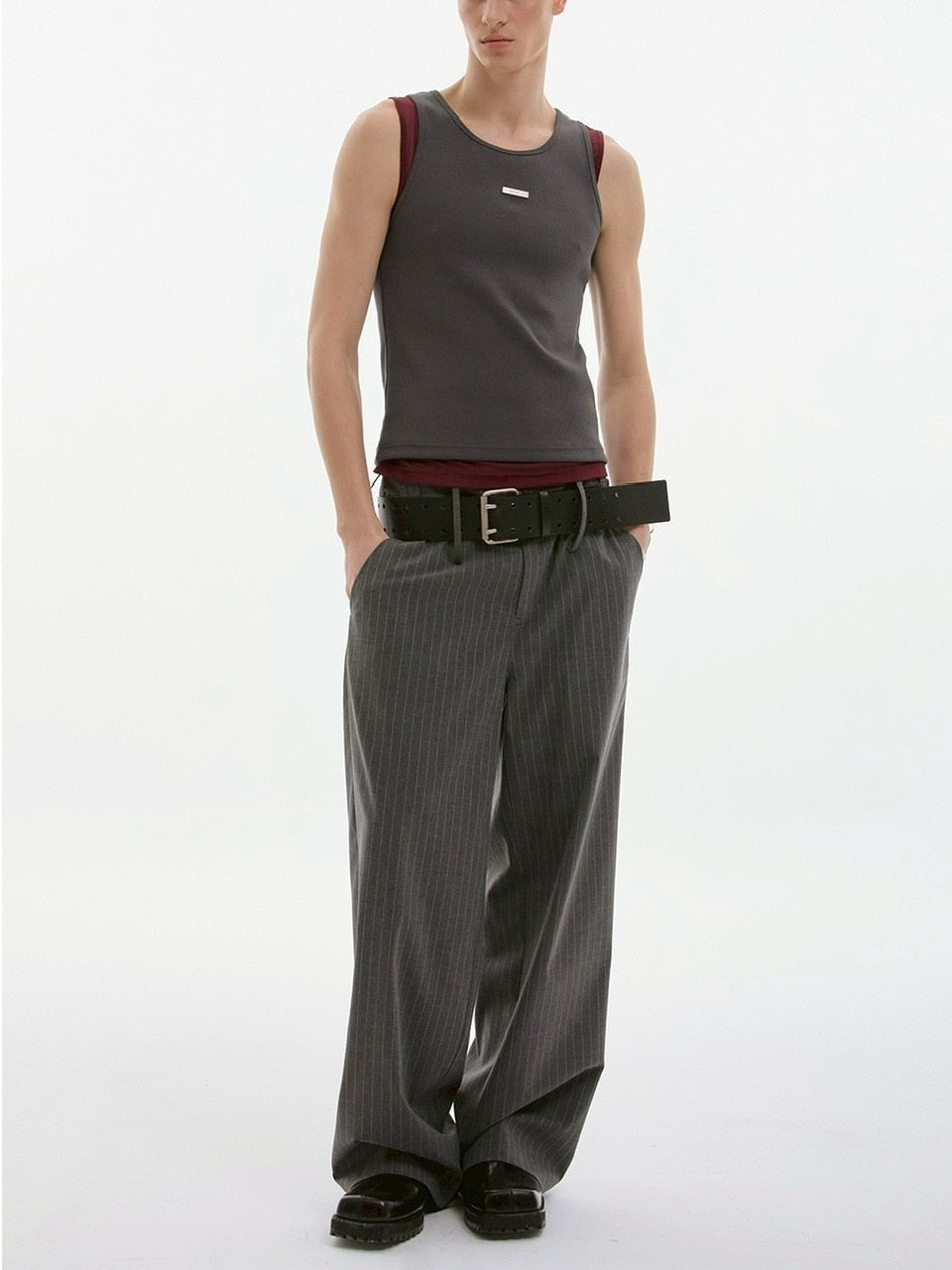 【ESC STUDIO】spacious belt pants/ 【イーエスシーステュディオ】スペイシャスベルトパンツ