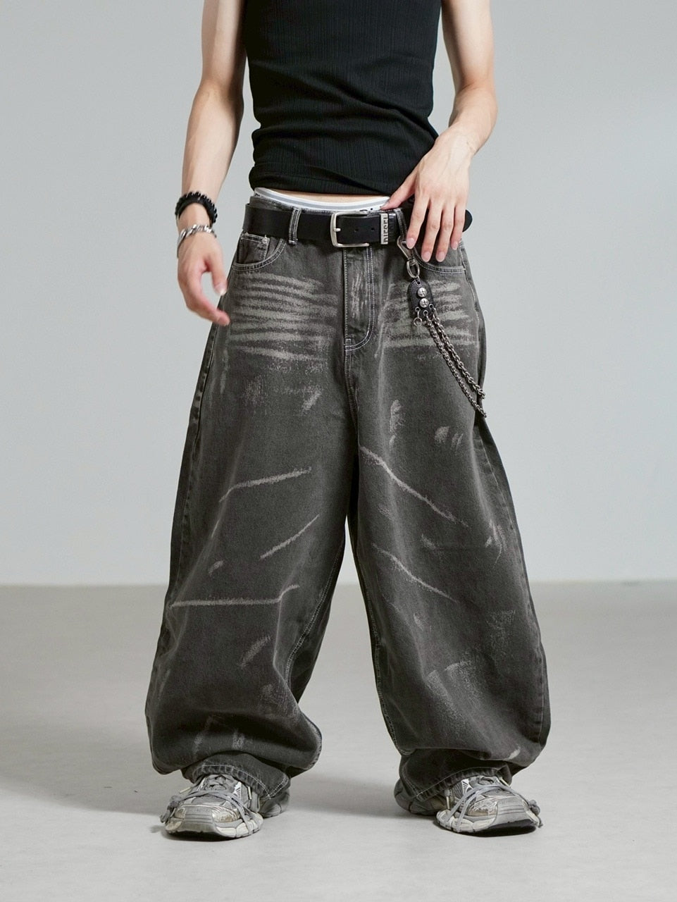 【Chikashitsu +】full painting wide denim pants / 【チカシツプラス】 フルペインティングワイドデニム