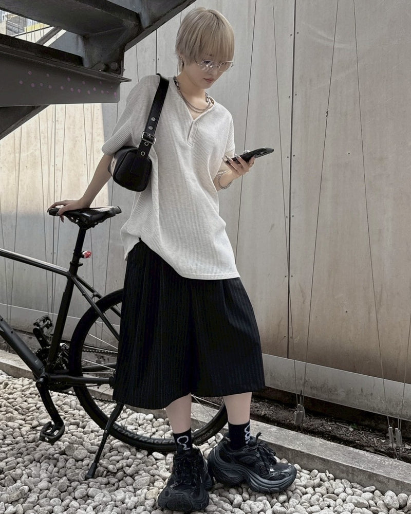 受注制【nmtc +】waffle henry neck tee / 【エヌエムティーシープラス】ワッフルヘンリーネックTシャツ (4color)