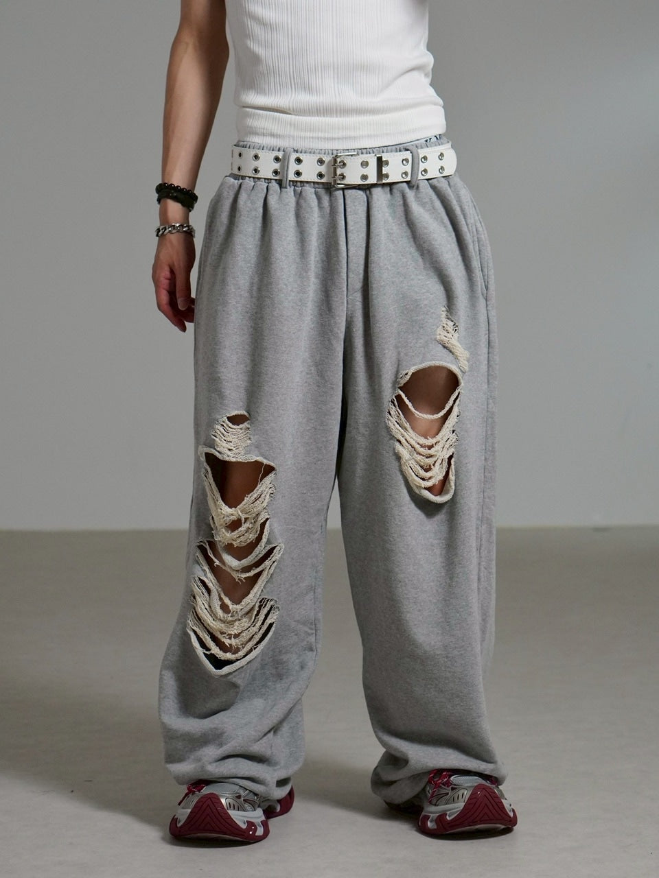 受注制【Chikashitsu +】full length crash sweat pants / 【チカシツプラス】フルレングスクラッシュスウェットパンツ (2color)