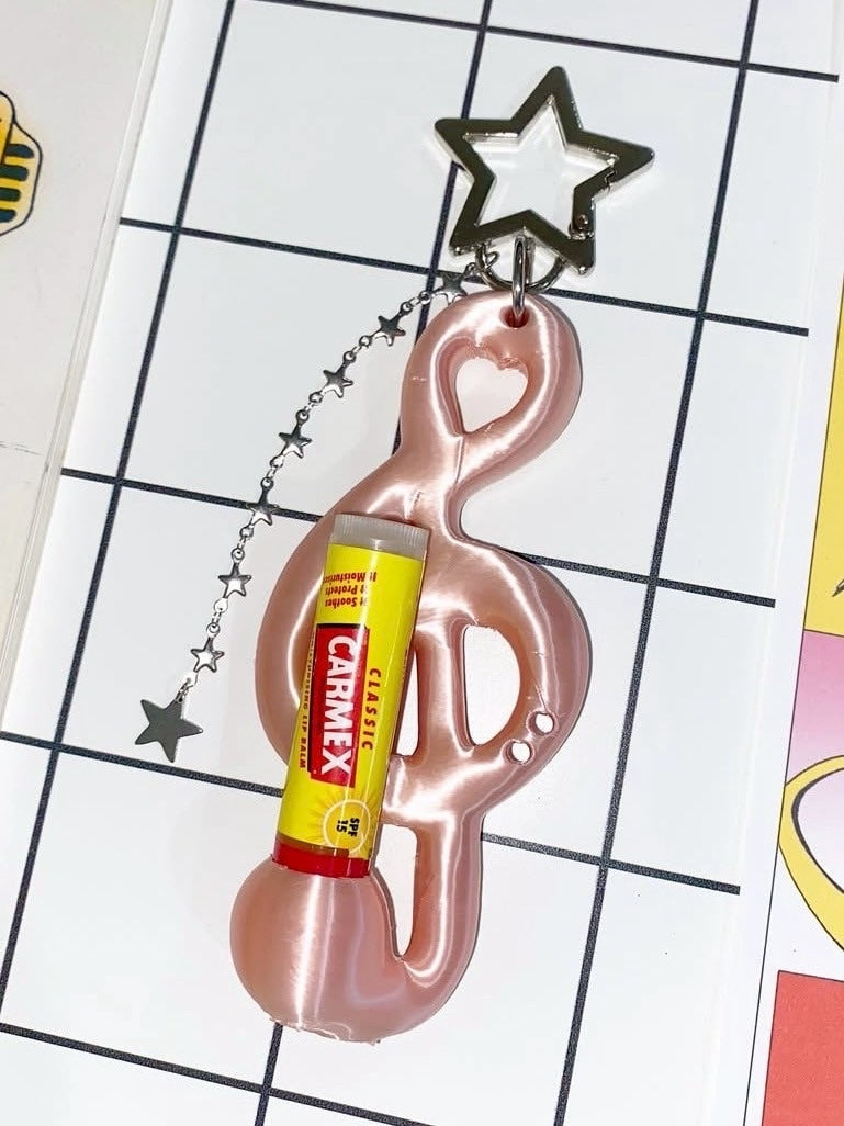 【EVERYTHINGS】PEARLY-PINK(TREBALM) / 【エブリシングス】ピンクスターリーミュージックモチーフリップケースキーリング