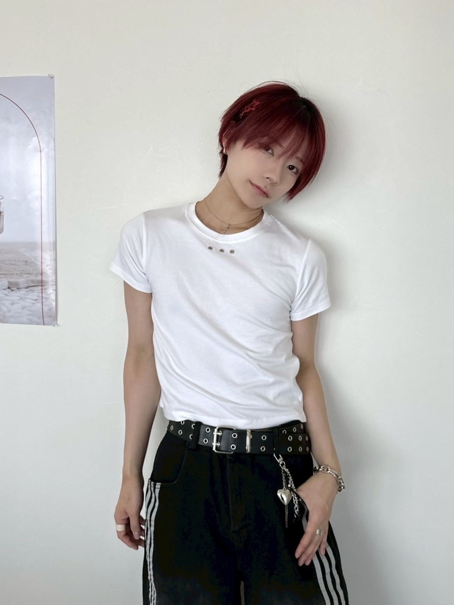 受注制【LUV CODE】eyelet cropped tee (3color)