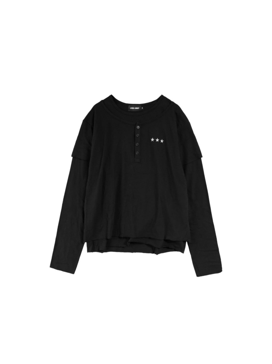 【IFEELLUCKY】Layered cross long sleeve / 【アイフィールラッキー】レイヤードクロス長袖Ｔシャツ