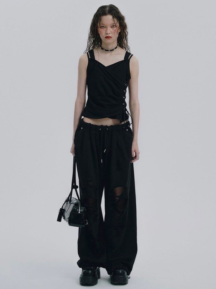 【NOT KNOWING】Eyelet Lace Up CAMI Hoodie / 【ノットノーイング】アイレットレースアップキャミパーカー