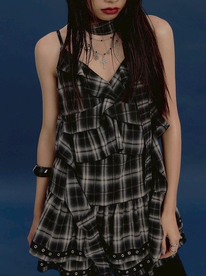 【NOT KNOWING】Tiered Eyelet Ruffle Dress / 【ノットノーイング】ティアードアイレットラッフルドレス