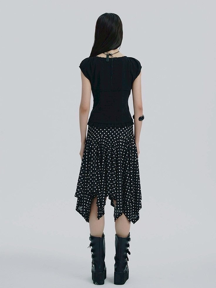 【NOT KNOWING】Belted Dot Drop Skirt / 【ノットノーイング】ベルテッドドットドロップスカート